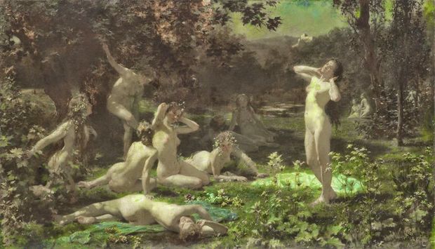 Julius Schmid 1854-1935 Wood Nymphs in The Moonlight 1900